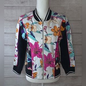 Ruby Rd. Floral Print Zip Up Jacket Size Small Petite